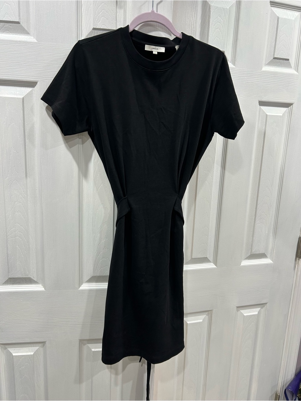 Vince Black Short Sleeve Midi Dress